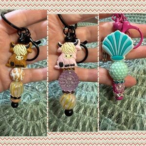 Colorful Cow Beaded Keychains